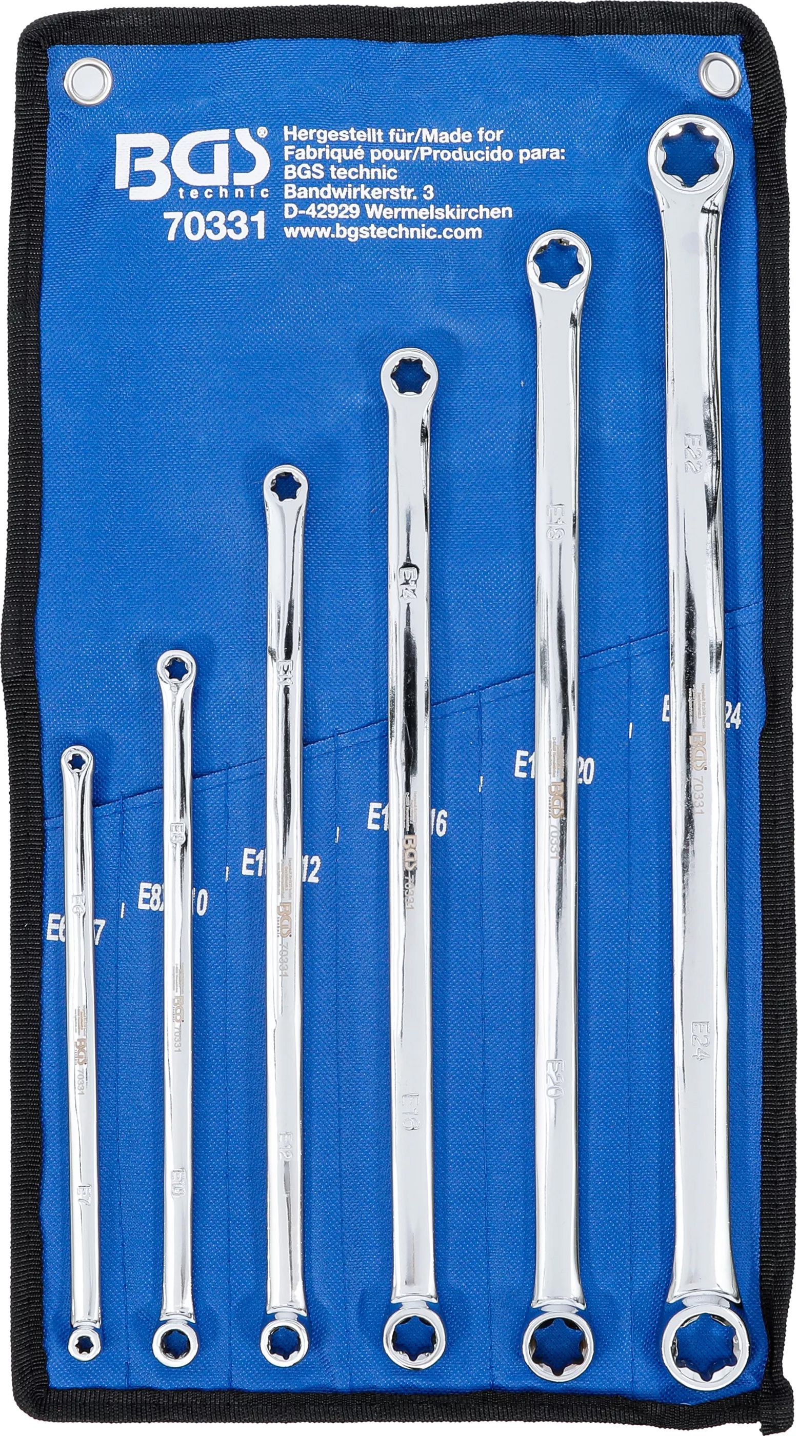 BGS Technic 9-70331 E-típusú (belső torx) csillagkulcs készlet, egyenes, extra hosszú, 6 részes termék fő termékképe